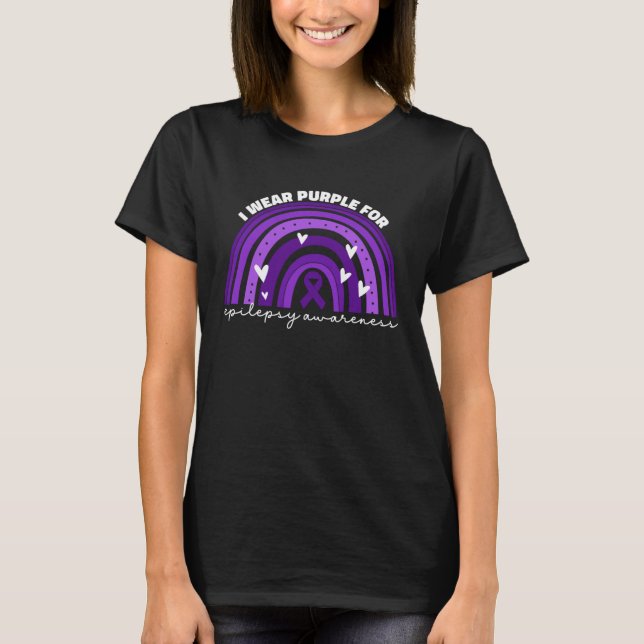 Camiseta I Wear Purple For Epilepsy Awareness Purple Ribbon (Anverso)