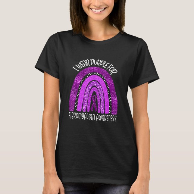 Camiseta I wear purple for fibromyalgia awareness rainbow (Anverso)