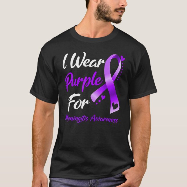 Camiseta I Wear Purple For Meningitis Awareness Ribbon (Anverso)