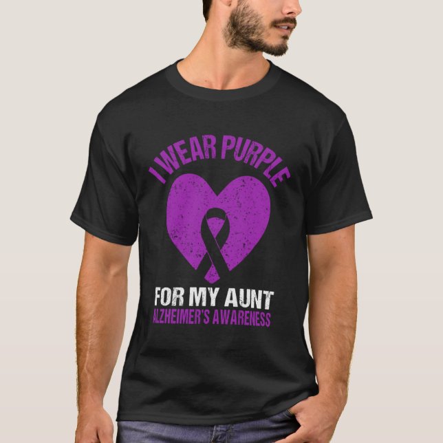 Camiseta I Wear Purple For My Aunt Alzheimers Awareness Aun (Anverso)