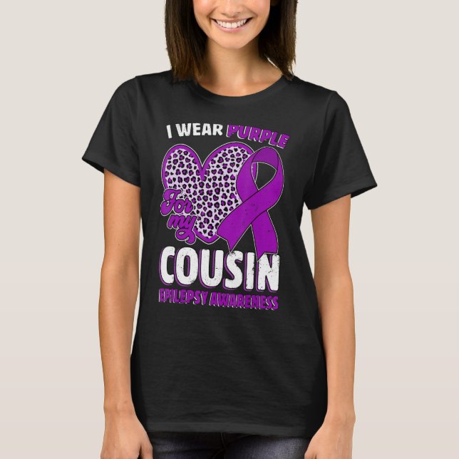 Camiseta I Wear Purple For My Cousin Epilepsy Awareness Leo (Anverso)