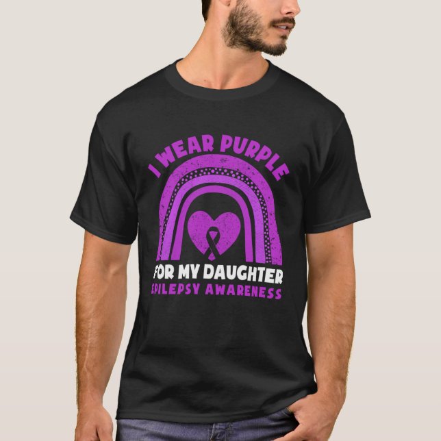 Camiseta I Wear Purple For My Daughter Epilepsy Awareness M (Anverso)