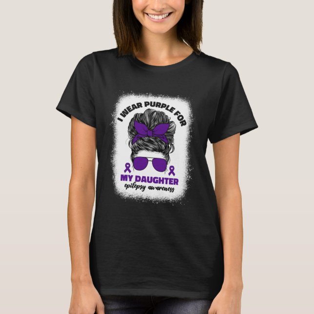 Camiseta I Wear Purple For My Daughter Epilepsy Awareness M (Anverso)