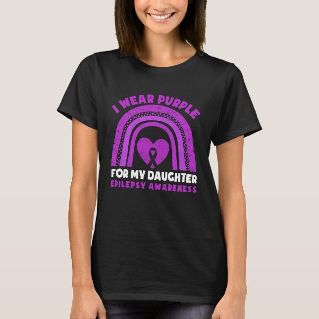 Camiseta I Wear Purple For My Daughter Epilepsy Awareness M (Anverso)