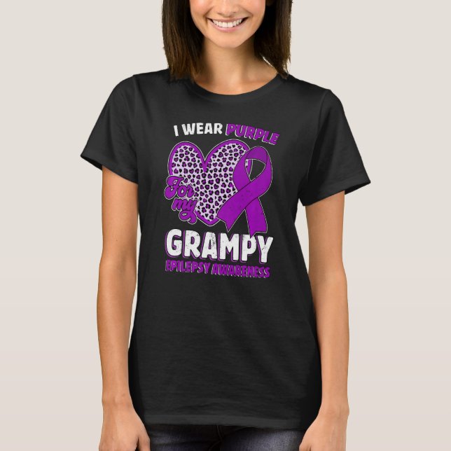 Camiseta I Wear Purple For My Grampy Epilepsy Awareness Leo (Anverso)