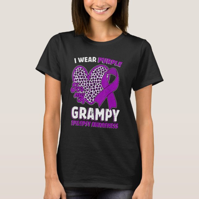 Camiseta I Wear Purple For My Grampy Epilepsy Awareness Leo (Anverso)