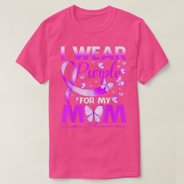 Camiseta I Wear Purple For My Mom Lupus Awareness Butterfly (Diseño del anverso)