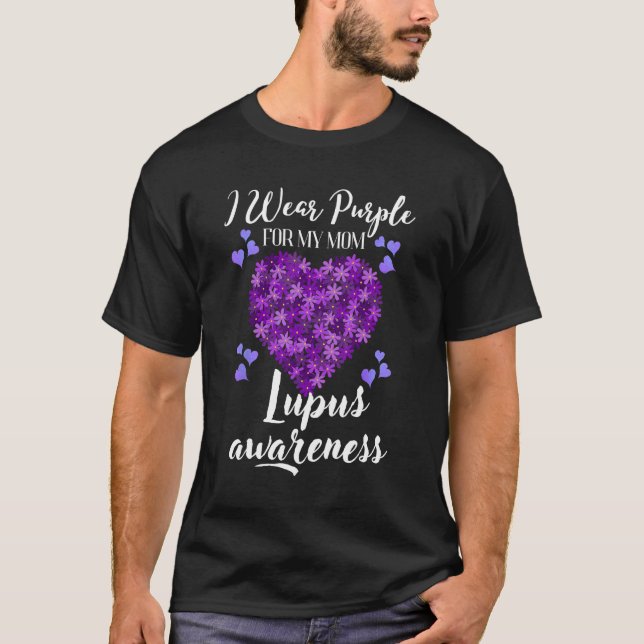 Camiseta I Wear Purple For My Mom Lupus Awareness Butterfly (Anverso)