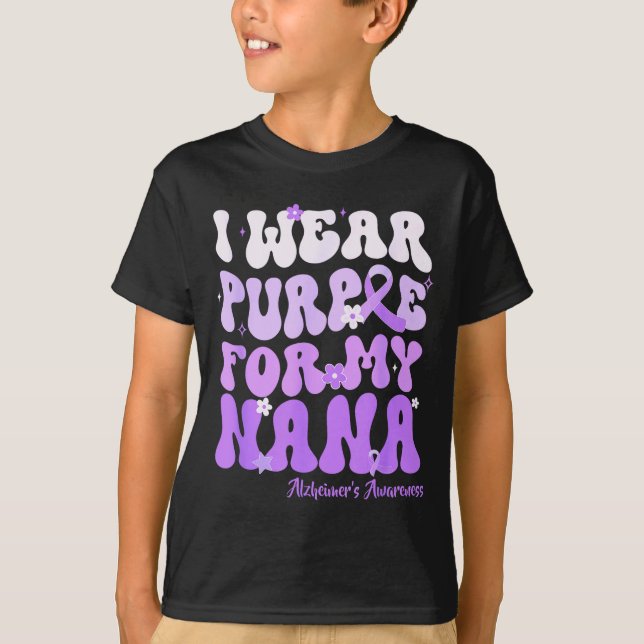 Camiseta I Wear Purple For My Nana Heimers Awareness Suprt  (Anverso)