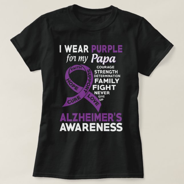 Camiseta I Wear Purple For My Papa Alzheimer'S Awareness (Diseño del anverso)