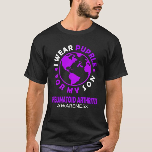 Camiseta I wear PURPLE for my SON RHEUMATOID ARTHRITIS Awar (Anverso)