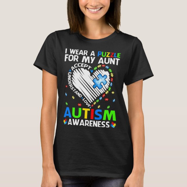 Camiseta I Wear Puzzle For My Aunt Autism Awareness (Anverso)