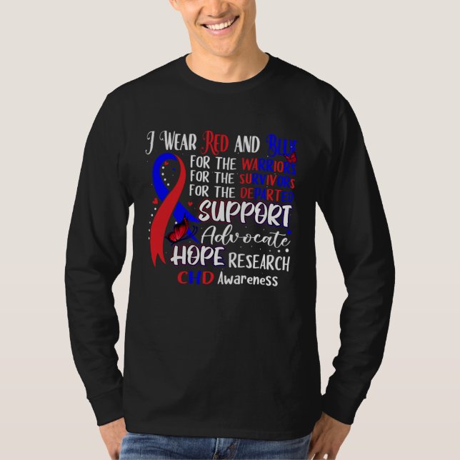 Camiseta I Wear Red Blue Ribbon For CHD Awareness Hope Supp (Anverso)
