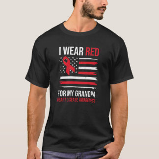 Camiseta I Wear Red For My Grandpa Heart Disease Awareness