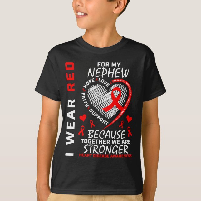 Camiseta I Wear Red For My Nephew Heart Disease Awareness  (Anverso)