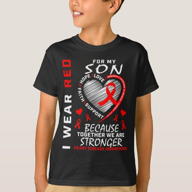 Camiseta I Wear Red For My Son Heart Disease Awareness Mont (Anverso)