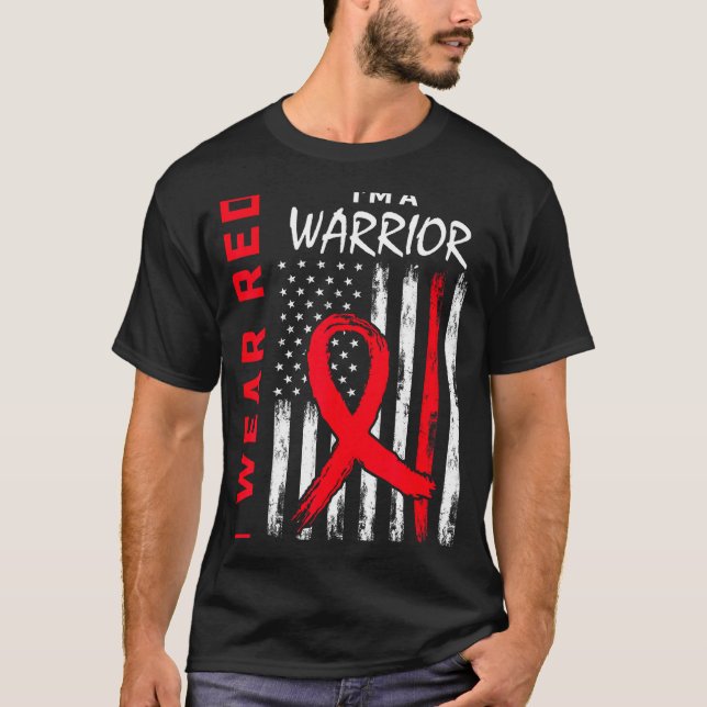 Camiseta I Wear Red Im A Warrior Heart Disease Awareness Fl (Anverso)