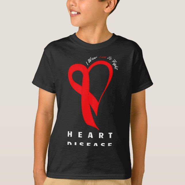 Camiseta I Wear Red To Fight Heart Disease Awareness Chd Ri (Anverso)