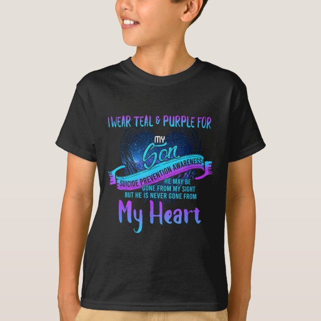 Camiseta I Wear Teal &amp; Purple For My Son Suicide Preven (Anverso)