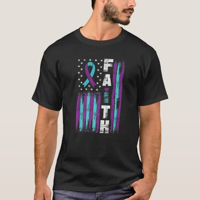 Camiseta I Wear Teal And Purple Suicide Prevention American (Anverso)