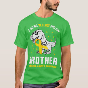 Camiseta I Wear Yellow For My Brother Childhood Cancer Dino