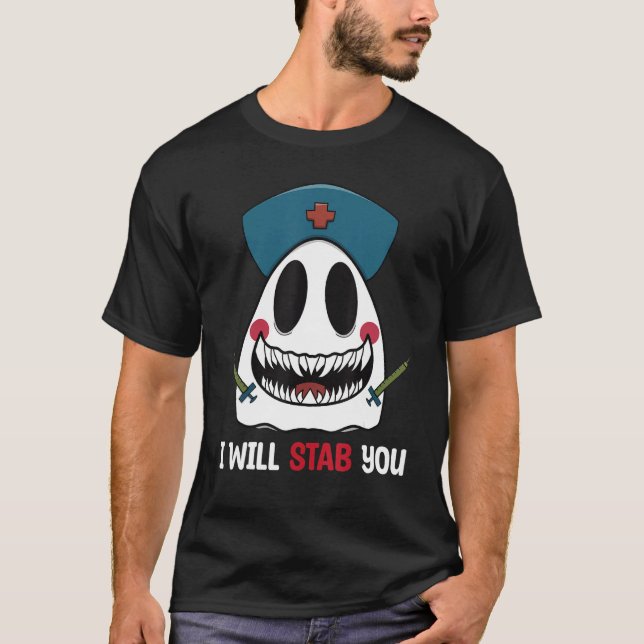 Camiseta I Will Stab You Nurse Ghost Nurse Spooky Halloween (Anverso)