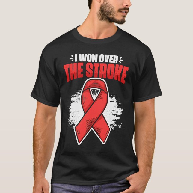 Camiseta I Won Over Stroke Survivor Red Ribbon Stroke Aware (Anverso)
