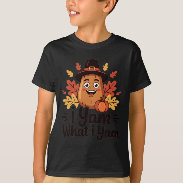 Camiseta I Yam What I Yam Clic Thanksgiving Yam With Hat Lo (Anverso)