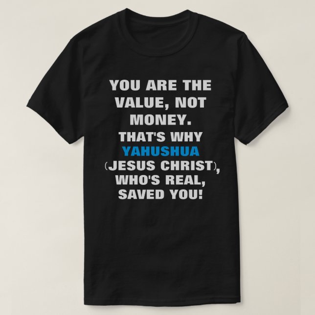 Camiseta I/You el valor, Jesús ahorra nombres (Diseño del anverso)
