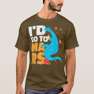 Camiseta Iba a Marte con un dinosaurio para astronautas 