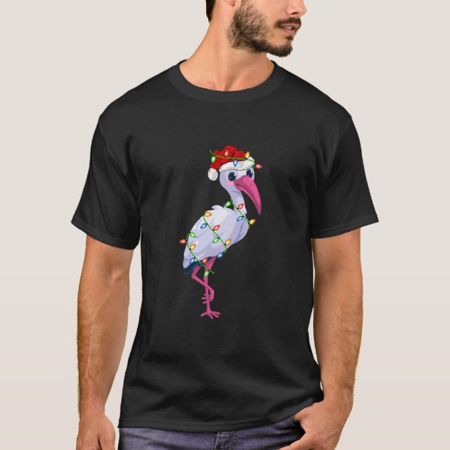 Camiseta Ibis Bird Lover Lighting Xmas Santa Hat Ibis (Anverso)
