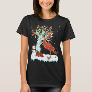 Camiseta Ibis Bird Xmas Tree Lighing Santa Hat Ibis Christ