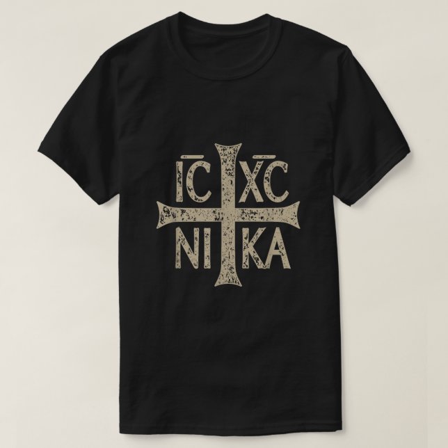 Camiseta IC XC NIKA Cruz Christograma Cristiano Ortodoxo (Diseño del anverso)