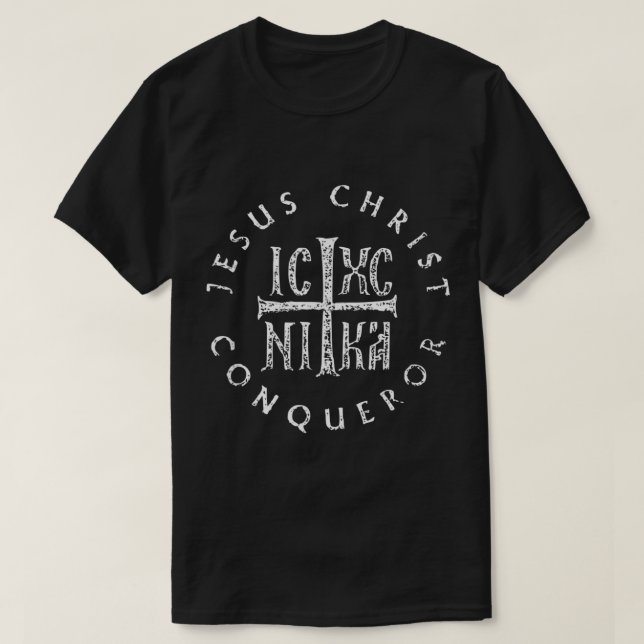 Camiseta IC XC NIKA Cruz Christograma Cristiano Ortodoxo (Diseño del anverso)