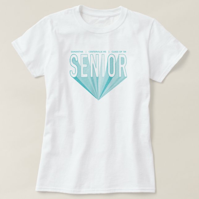 Camiseta Ice Blue Pencil Sketch Letras Radiantes Senior (Diseño del anverso)