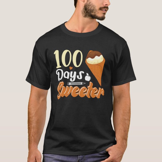 Camiseta Ice Cream Cone 100 Days Of School Teachers Girls B (Anverso)