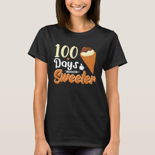 Camiseta Ice Cream Cone 100 Days Of School Teachers Girls B (Anverso)