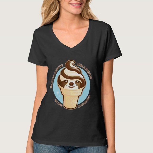 Camiseta Ice Cream Cone Sloth Pun Relajado Fit (Anverso)