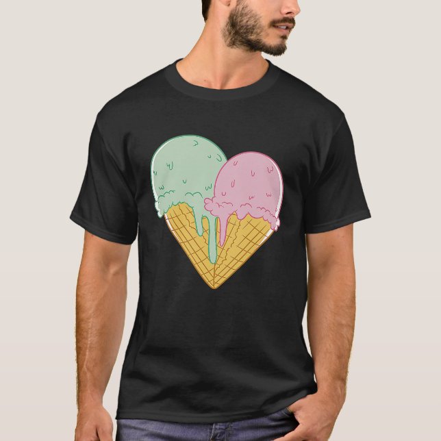 Camiseta Ice Cream  Cute Heart Valentine's Day Couple Match (Anverso)