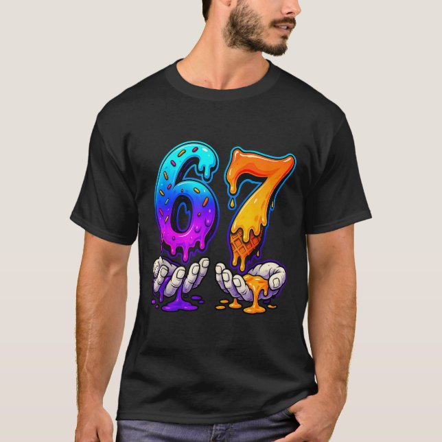 Camiseta Ice Cream Drip 6 7 Number 67 Six Seven Meme Mens B (Anverso)