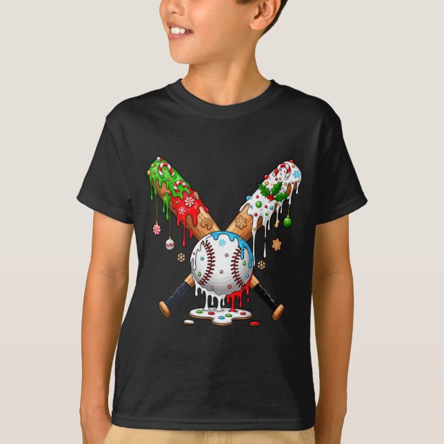Camiseta Ice Cream Drip Baseball Christmas Xmas Pajama Kids (Anverso)