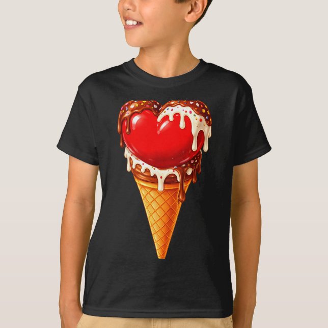 Camiseta Ice Cream Heart Funny Drip Valentines Day Boys Gir (Anverso)