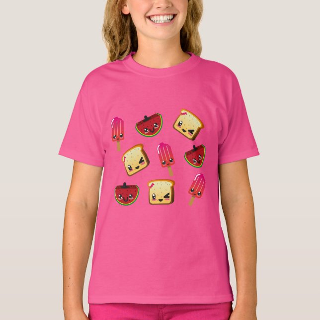 Camiseta Ice cream palette, watermelon, kawaii bread (Anverso)