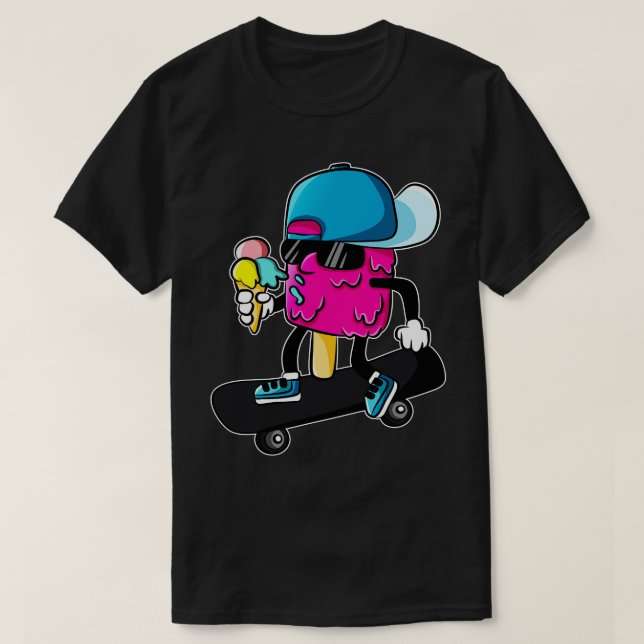Camiseta Ice Cream Skater Funny Guay toon Skateboard (Diseño del anverso)