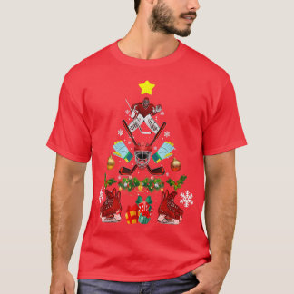 Camiseta Ice Hockey Christmas Tree Ornaments Funny Xmas Gif