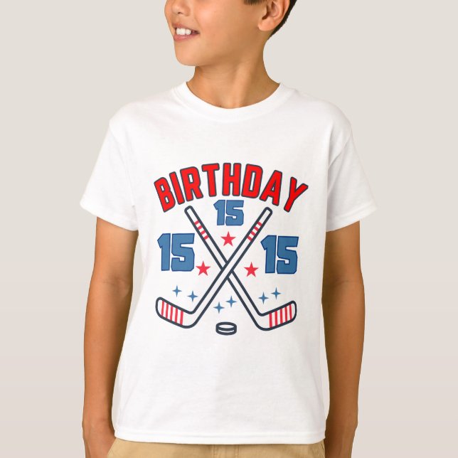 Camiseta Ice Hockey Fifth-teen Birthday Boy 15th Party Boys (Anverso)
