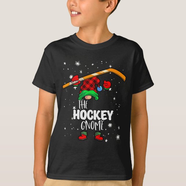 Camiseta Ice Hockey Gnome Red Buffalo Plaid Matching Family (Anverso)