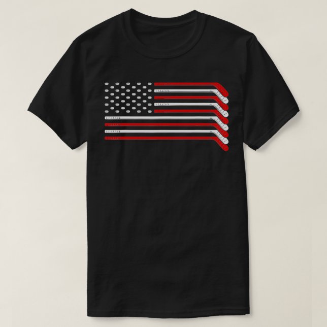 Camiseta Ice Hockey Goalie Gift USA Flag Hockey Stick Ice H (Diseño del anverso)