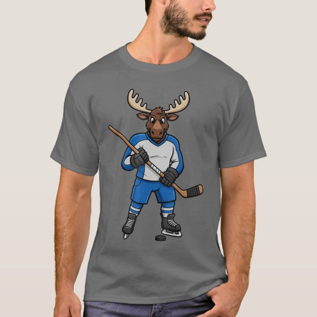 Camiseta Ice Hockey Moose Sports Player Animal friends (Anverso)