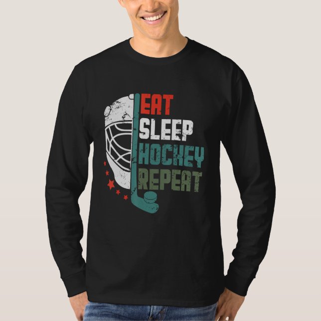 Camiseta Ice Hockey Outfit Eat Sleep Hockey Repeat Funny Ic (Anverso)